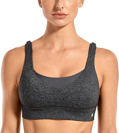 Womens High Impact Convertible Racerback Sports Bra - Padded Wirefree Workout Sports Bra