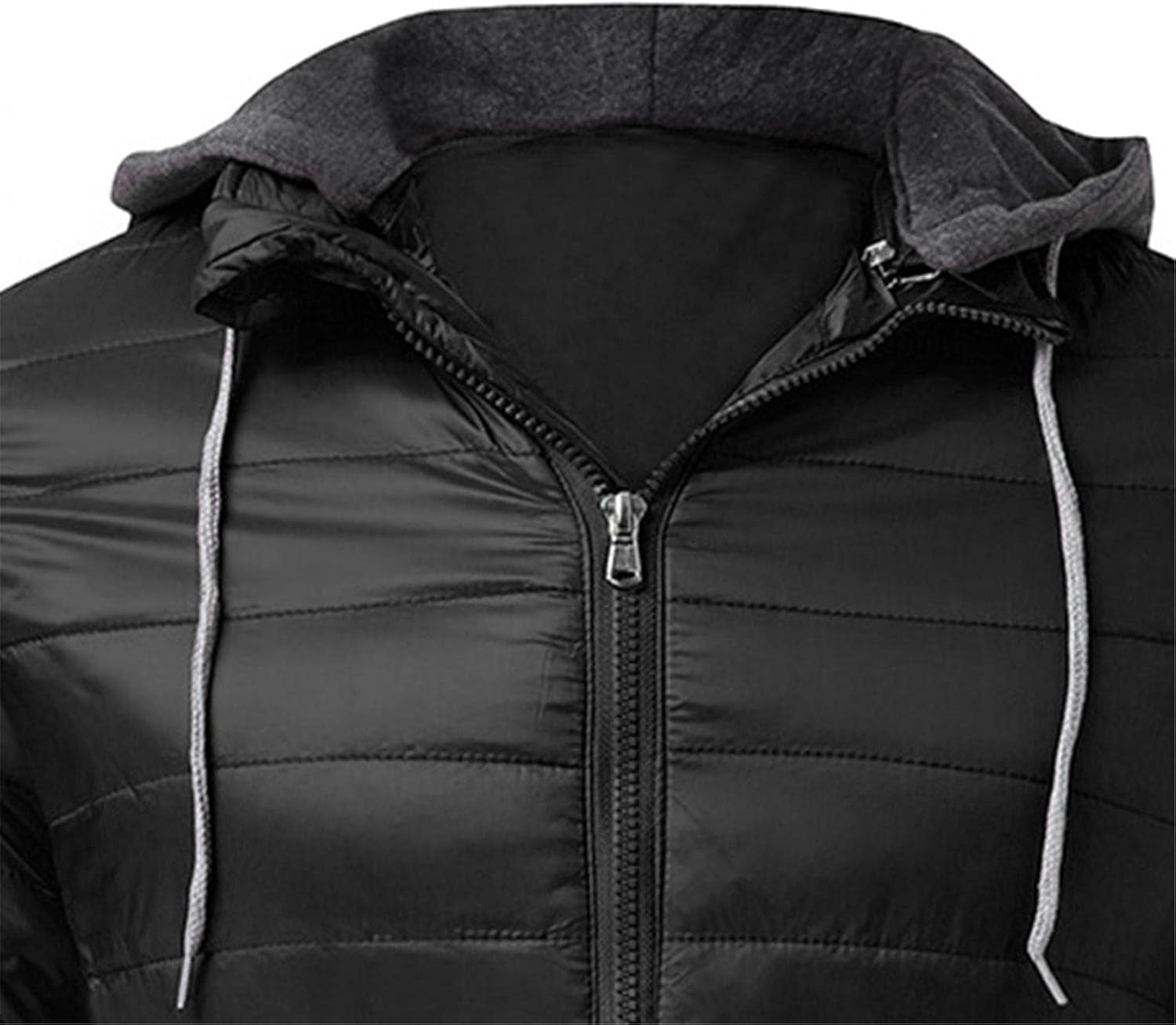 Men'S Zipper up Jacket Winter Warm down Packable Puffer Casual Lightweight Outwear Windproof Coat with Hoodies