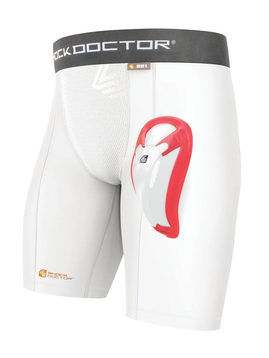 Men'S  221 Core Compression Short with Bioflex Cup (White S)