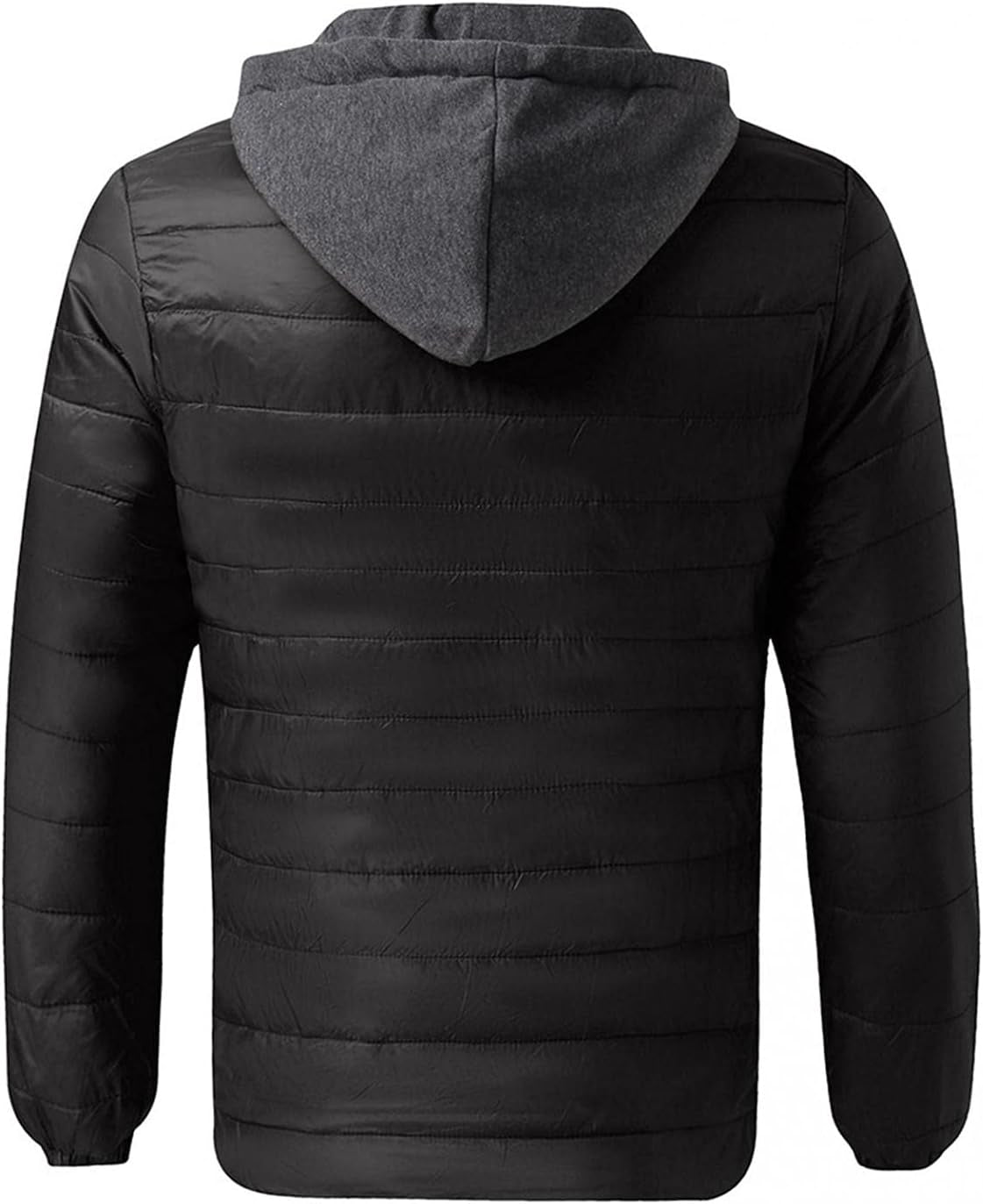 Men'S Zipper up Jacket Winter Warm down Packable Puffer Casual Lightweight Outwear Windproof Coat with Hoodies