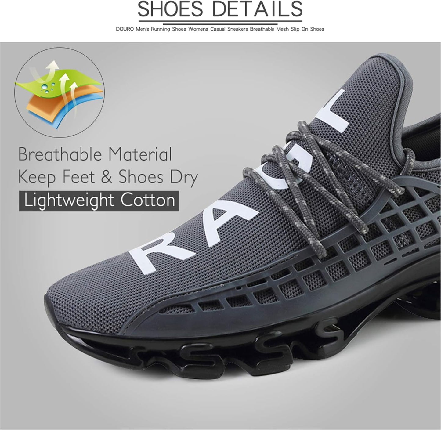 Mens Slip on Road Running Shoes Breathable Lightweight Comfortable Walking Shoes Athletic Gym Tennis Shoes for Men