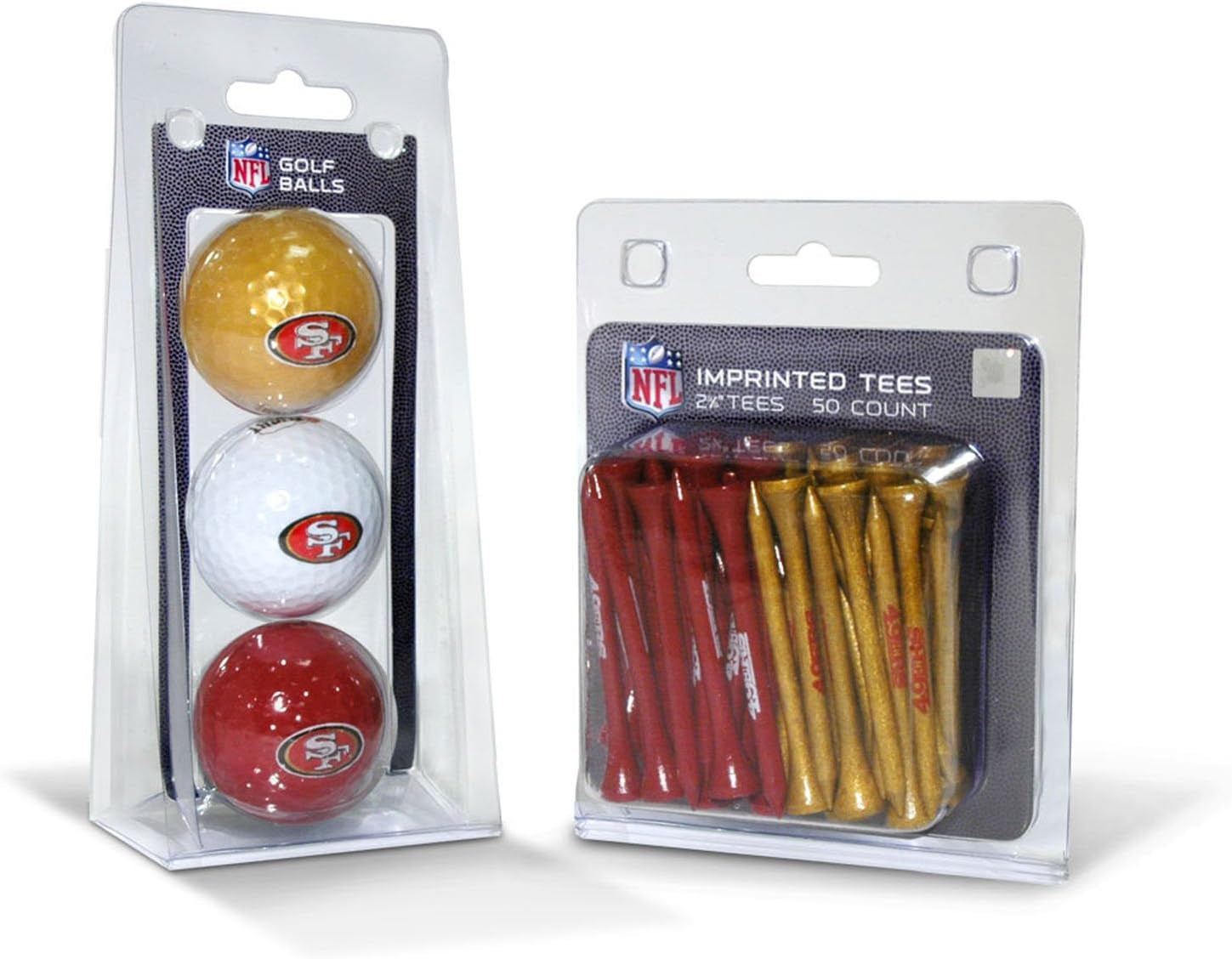 NFL Logo Imprinted Golf Balls (3 Count) & 2-3/4" Regulation Golf Tees (50 Count), Multi Colored