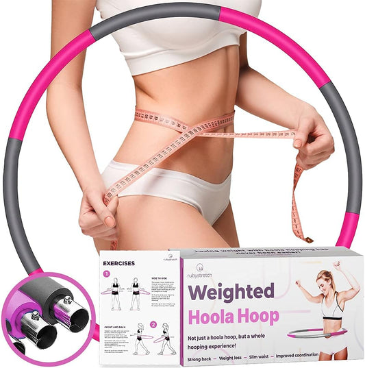 Weighted Hoola Hoop for Adults Weight Loss – Exercise Hoola Hoop for Workout, Soft Padding Smart Hoola Hoop with 8 Detachable Sections Play, Loose Weight with Hulahoops for Fitness