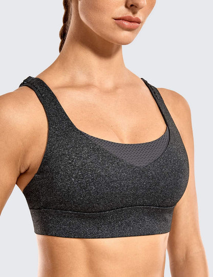 Womens High Impact Convertible Racerback Sports Bra - Padded Wirefree Workout Sports Bra